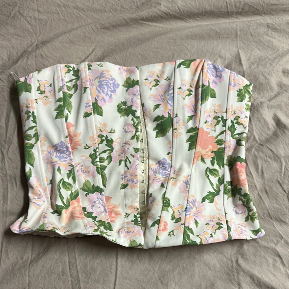 Multicolored Strapless Bustier Top